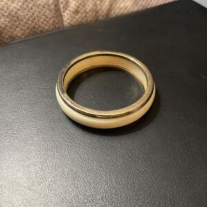 Vintage Monet White & Goldtone Bangle Bracelet